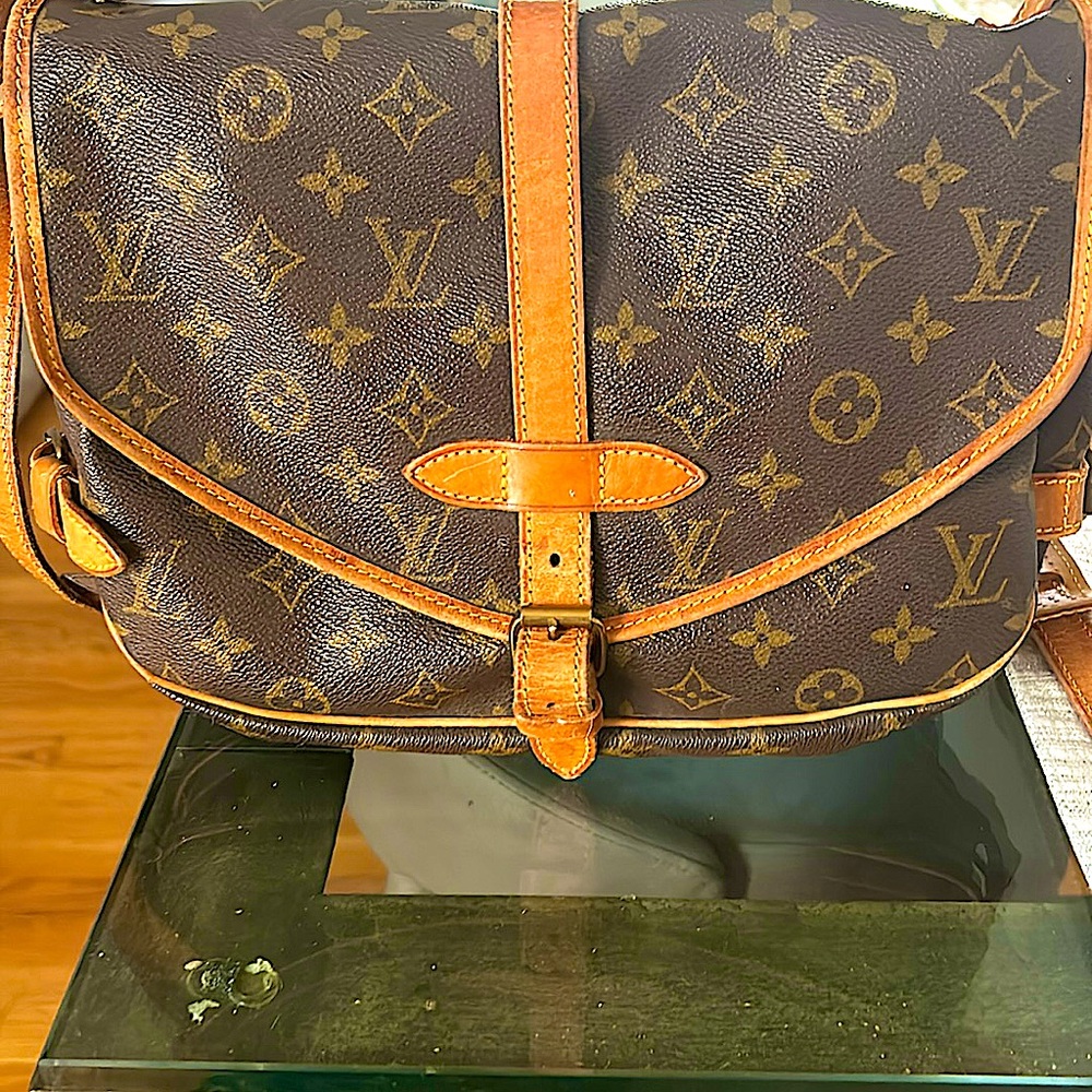 Louis Vuitton Monogram Messenger Bag in Brown and Tan Leather Trim